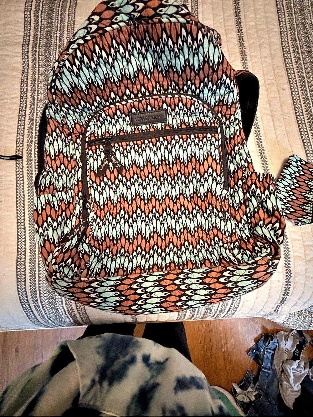 Vera Bradley Iconic Campus Backpack in Brown & Green